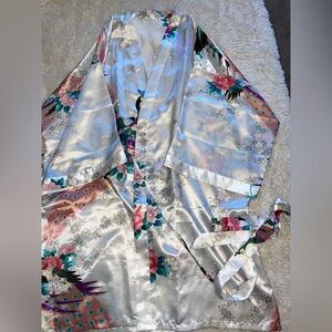 Floral Satin Kimono Robe
